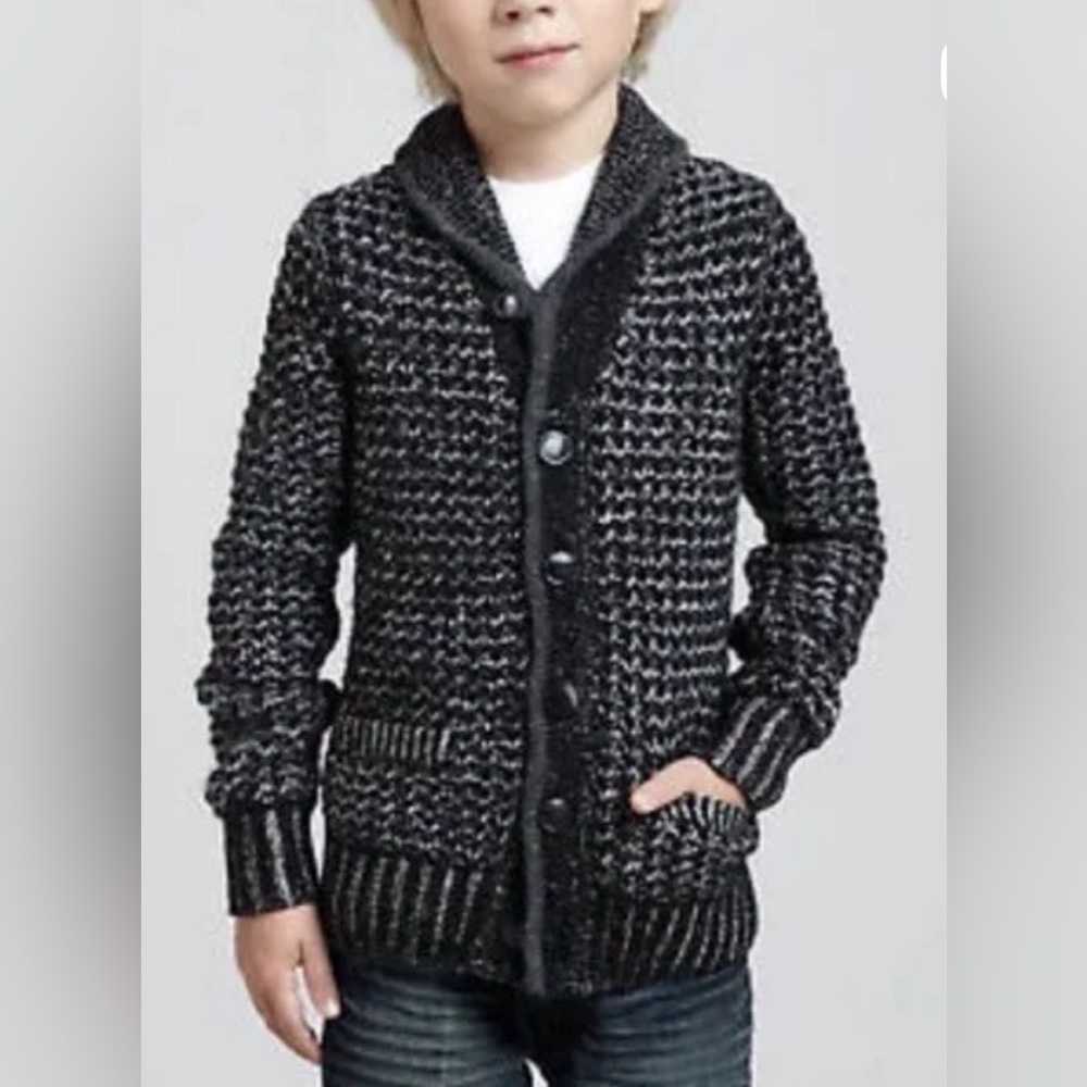 Rag & Bone Boys Cardigan Sweater Sz S Gray Marled Wool Blend Kids Neiman Marcus